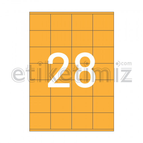 52.5x41 mm Düz Kenar Lazer Etiket Turuncu