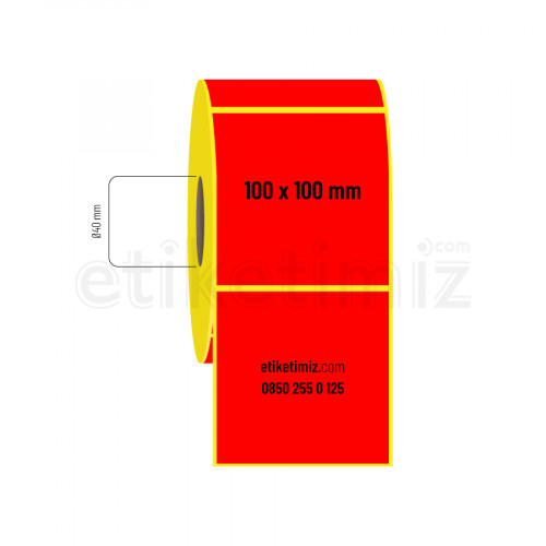 100x100 mm Termal Etiket Kırmızı