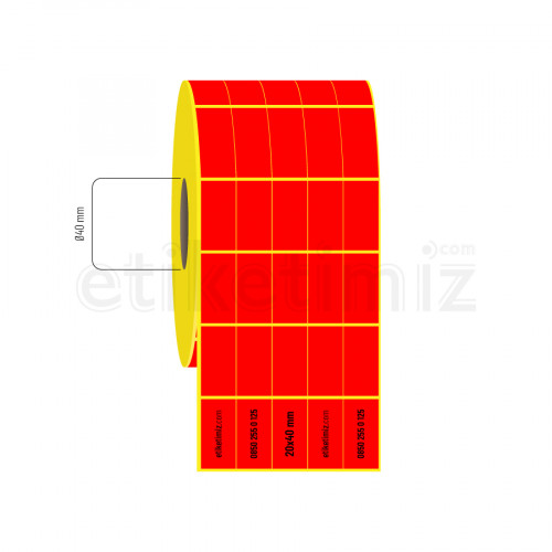 20x40 mm 5'li Bitişik Termal Kırmızı Etiket