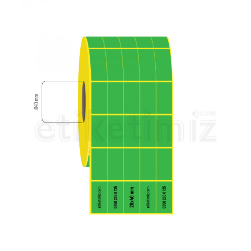 20x40 mm 5'li Bitişik Termal Yeşil Etiket