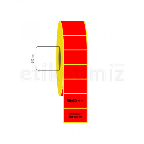 50x30 mm Termal Etiket Kırmızı